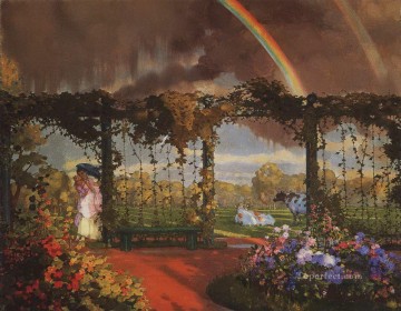 Konstantin Somov Painting - landscape with a rainbow 1915 Konstantin Somov